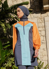 Renkler Turuncu Kol Tek Üst Tesettür Mayo